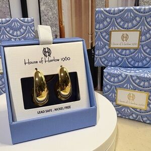 House of Harlow 1960 Shiny Gold Pierced Earrings